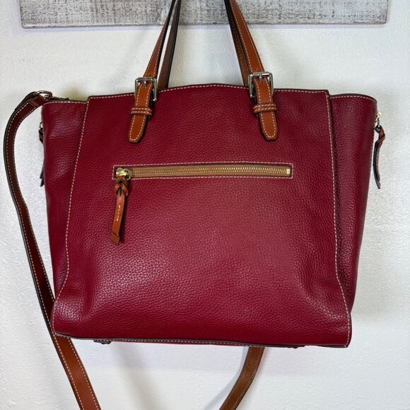 Rare DOONEY & BOURKE Large MINDY Pebble Leather Tote & Crossbody Cranberry - Picture 6 of 16